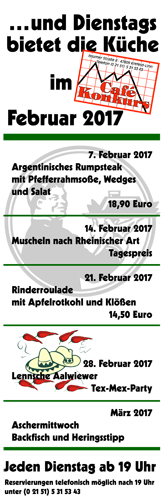 Speisekarte Februar 2017