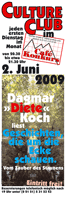 Plakat Culture Club Lesung im Café Konkurs, Dagmar Diete Koch