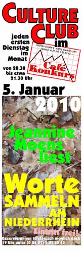 Plakat Culture Club Lesung Jeannine Moens