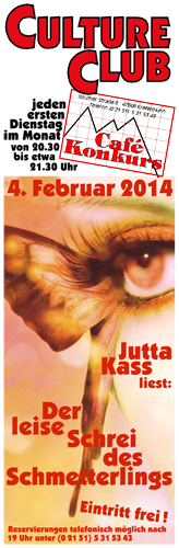 Kleinplakat Lesung Jutta Kass 2014
